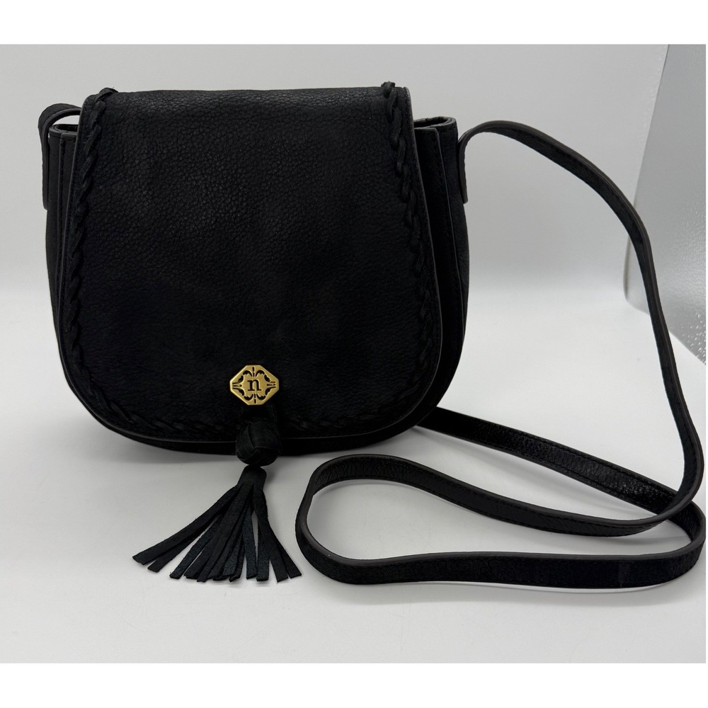 Nanette Lepore Black Crossbody Saddle Bag Tassel Santa Ana Purse Western Style - Picture 2 of 11
